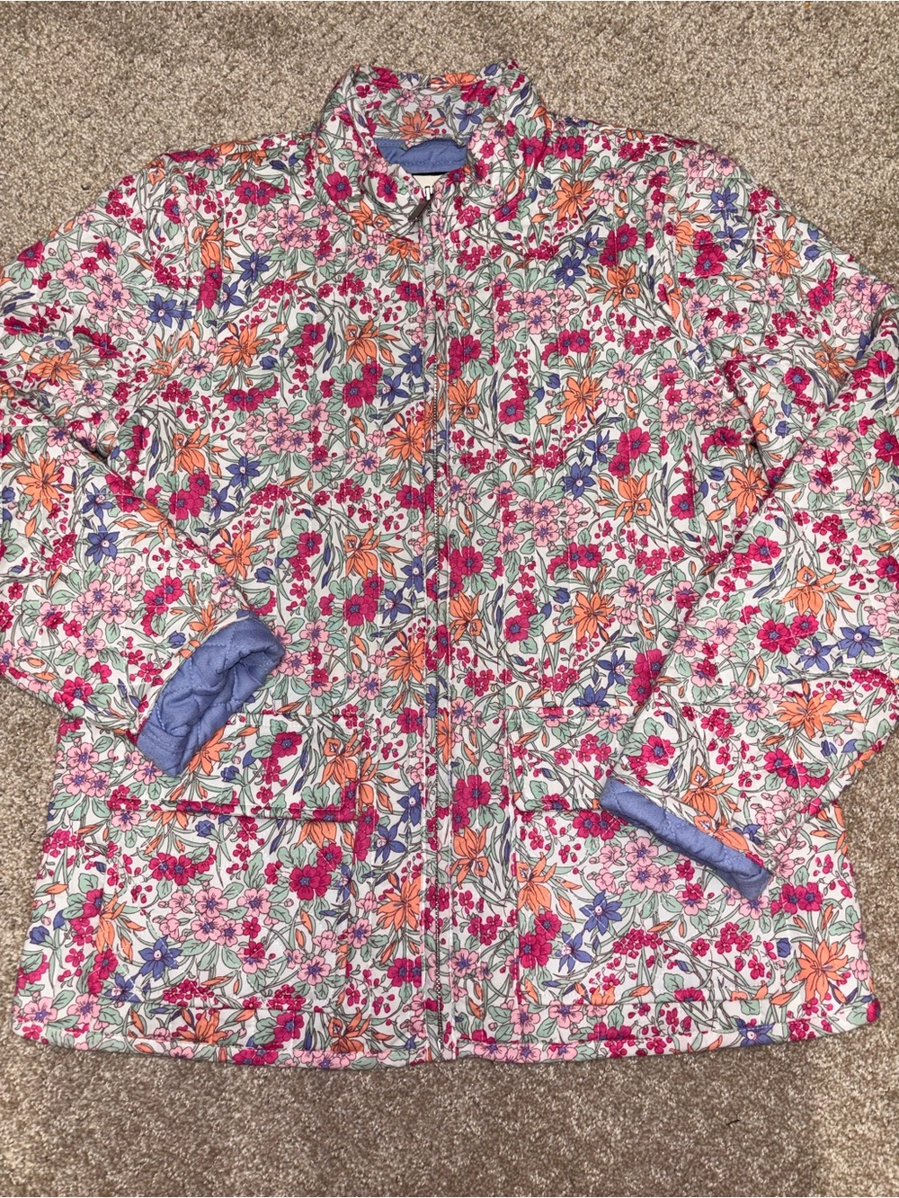bagatelle Floral Quilted Puffer Jacket - Multi (Pink, Orange, Purple)